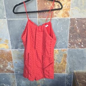 Lush Vibrant Red Eyelet Dress